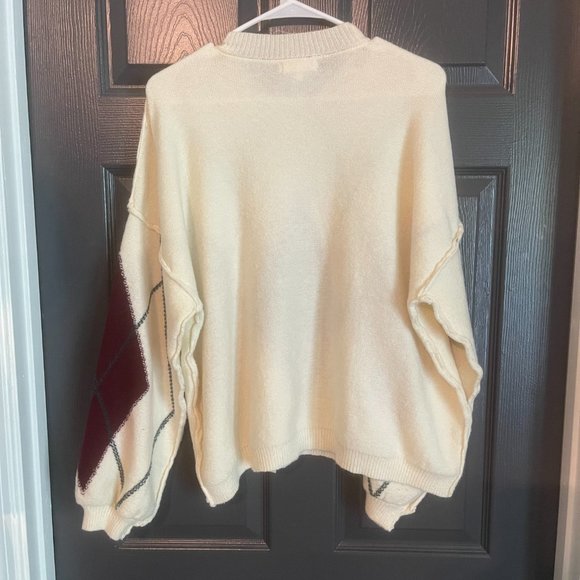 Buckle Gilded Intent Argyle Sweater Cream Sz L - Picture 6 of 6
